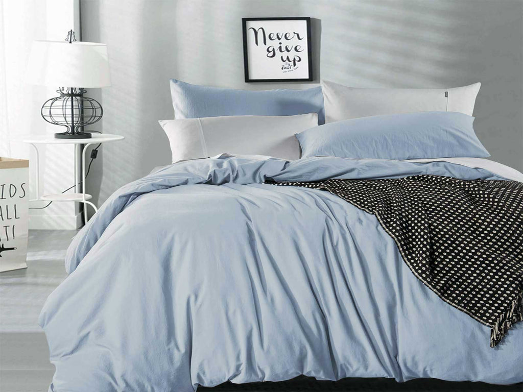 Luxton Pure Cotton Blue Fog Vintage Washed Quilt Cover Set