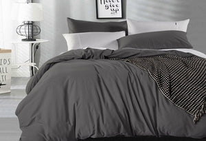 Luxton Pure Cotton Charcoal Vintage Washed Quilt Cover Set