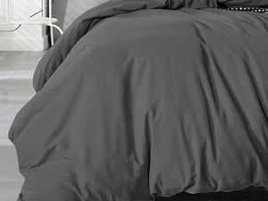 Pure Cotton Vintage Washed Quilt Cover Set (Charcoal Color)