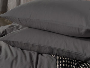 Luxton Pure Cotton Charcoal Vintage Washed Quilt Cover Set