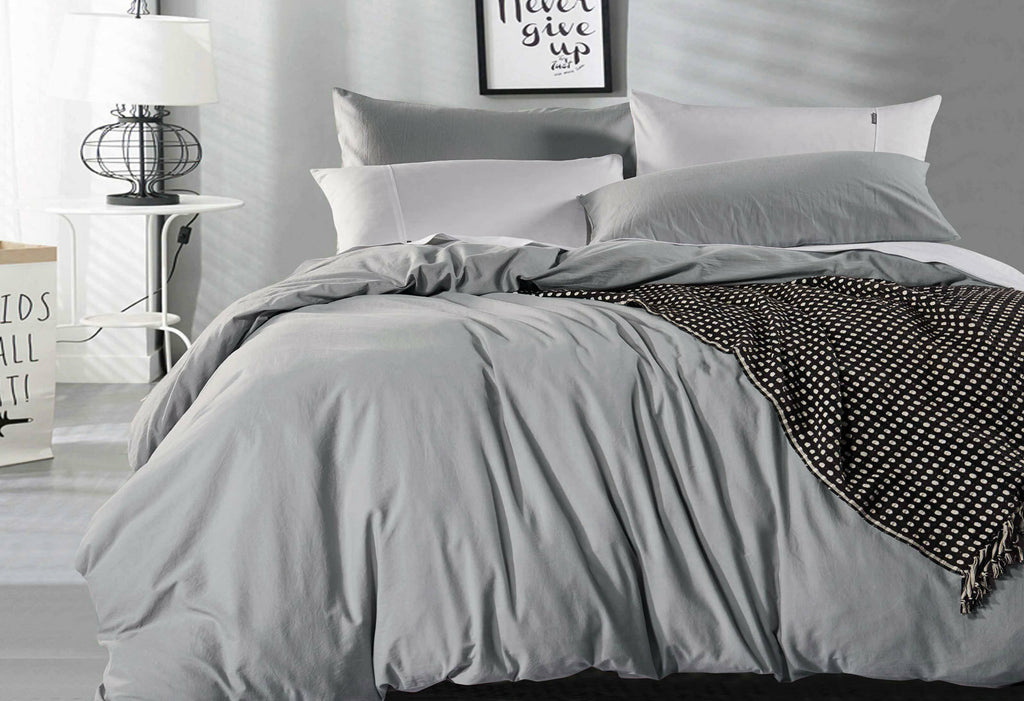 Luxton Pure Cotton Pewter Vintage Washed Quilt Cover Set