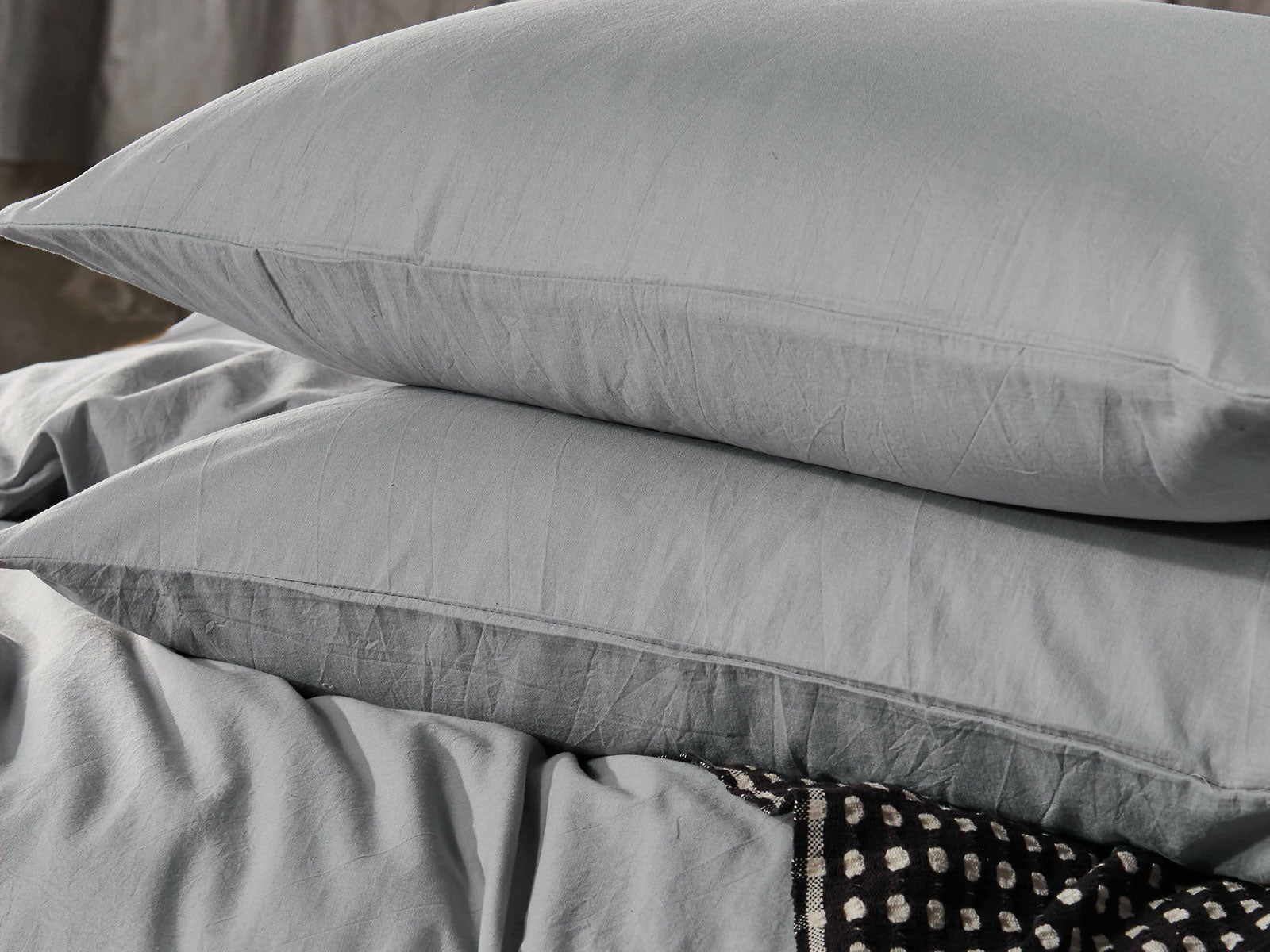 Luxton Pure Cotton Pewter Vintage Washed Quilt Cover Set