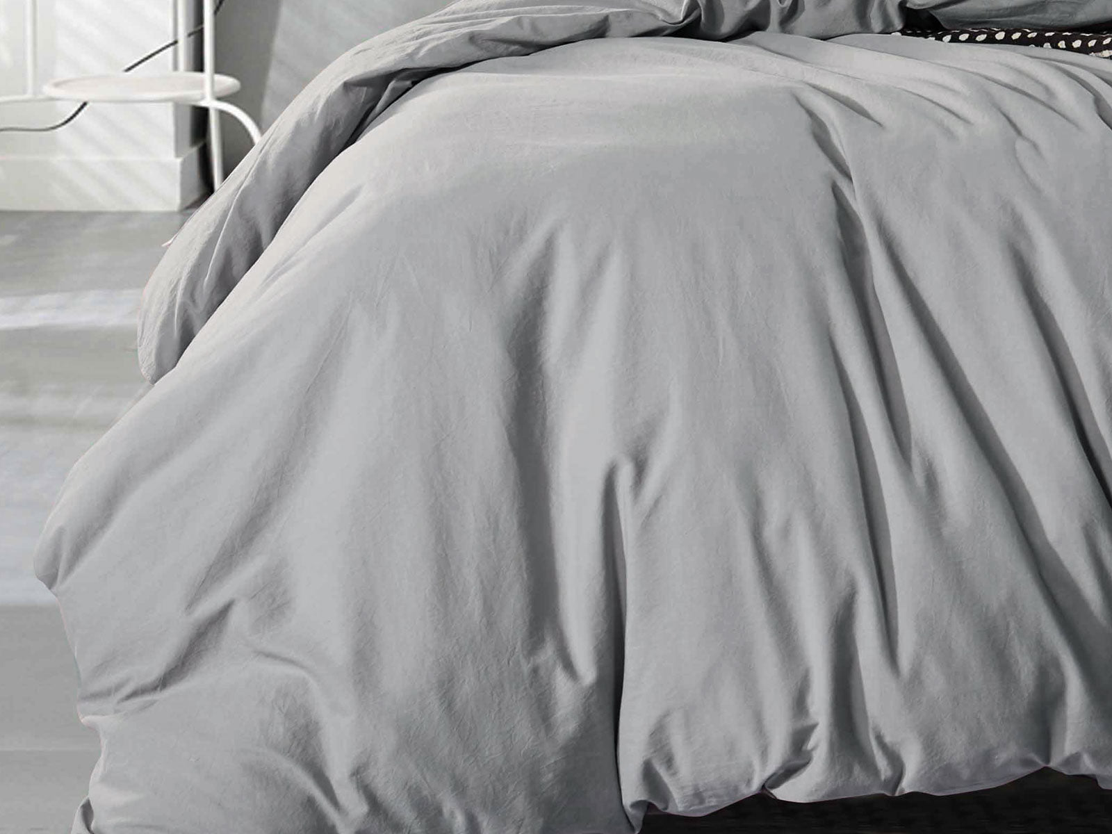 Vintage Washed Pure Cotton Quilt Cover Set (Pewter Color)