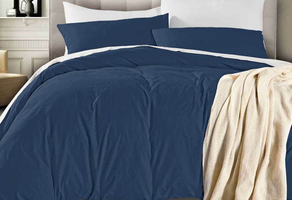 Vintage Washed Quilt Cover Set (Deep Blue Color)