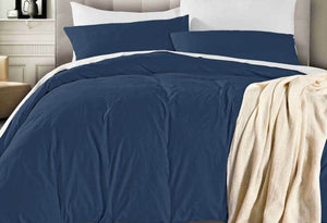 Vintage Washed Quilt Cover Set (Deep Blue Color)
