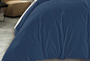 Vintage Washed Quilt Cover Set (Deep Blue Color)