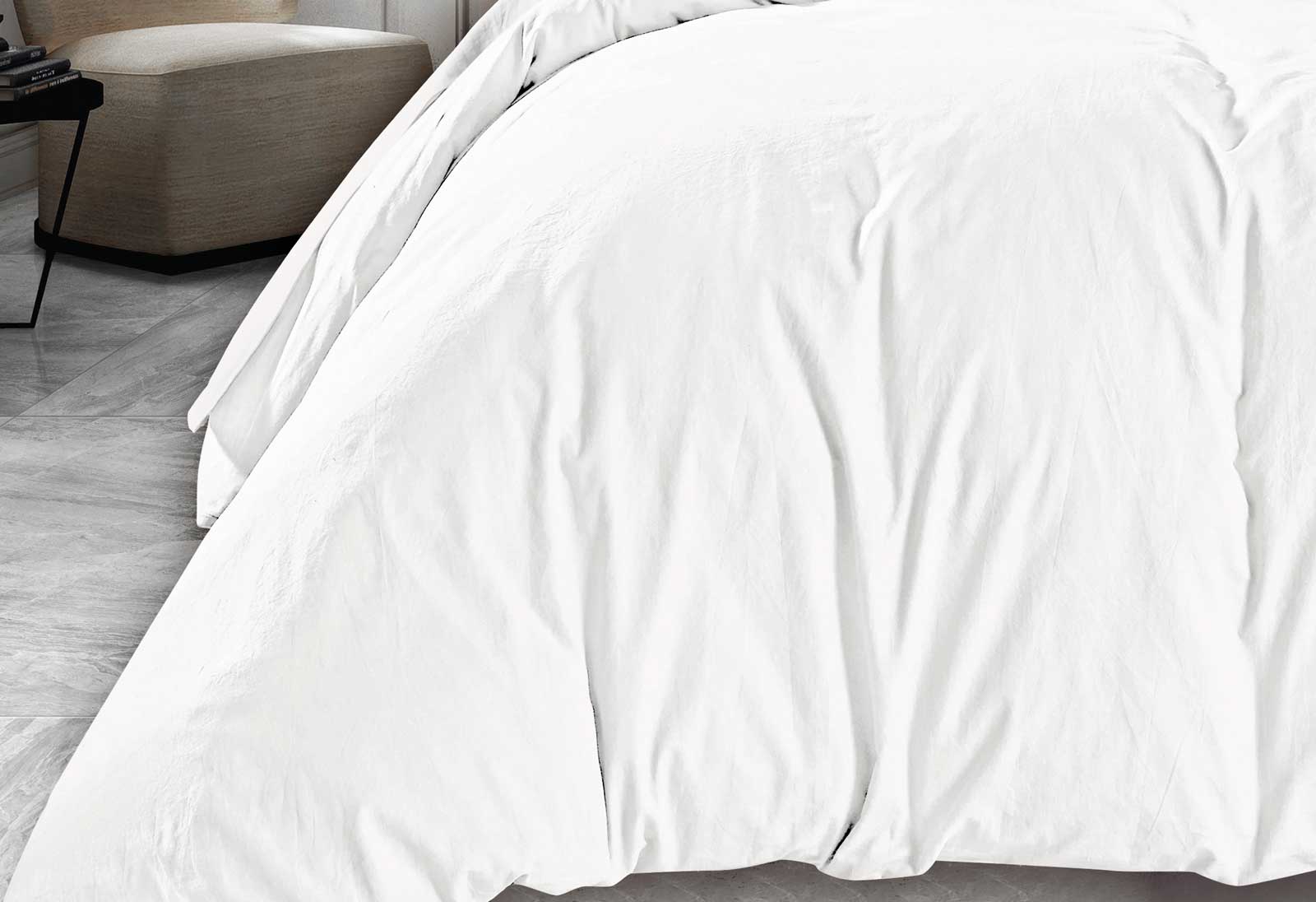 Vintage Washed Quilt Cover Set (White Color)