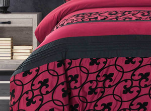 Luxton Afton Red and Black Quilt Cover Set in Super King / Queen / King Size