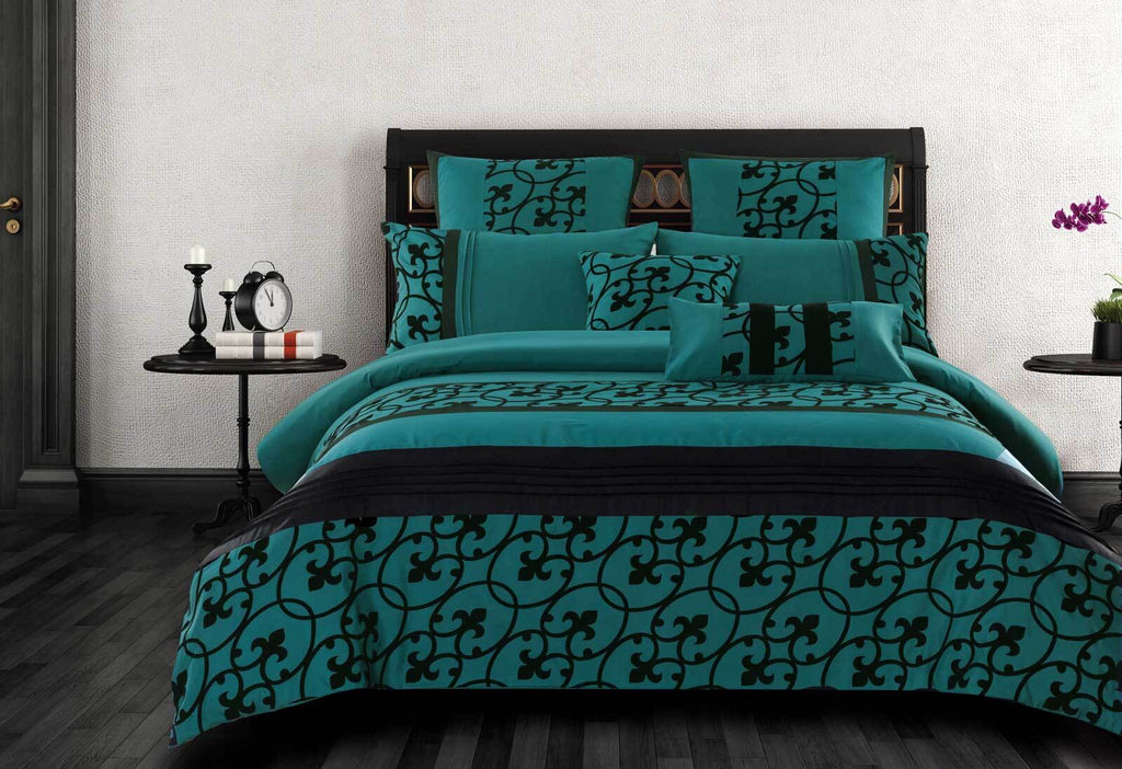 Luxton Halsey Teal and Black Quilt Cover Set in Super King / Queen / King Size