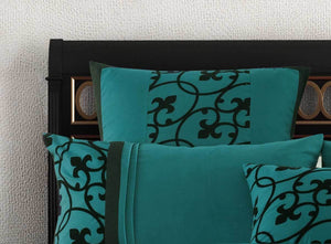 Luxton Halsey Teal and Black Quilt Cover Set in Super King / Queen / King Size
