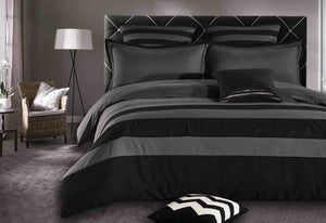 Iena Grey Black striped Quilt Cover Set