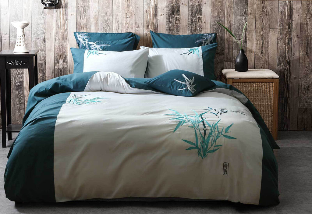 Oriental Bamboo Teal Aqua Quilt Cover Set