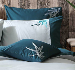 Oriental Bamboo Teal Aqua Quilt Cover Set