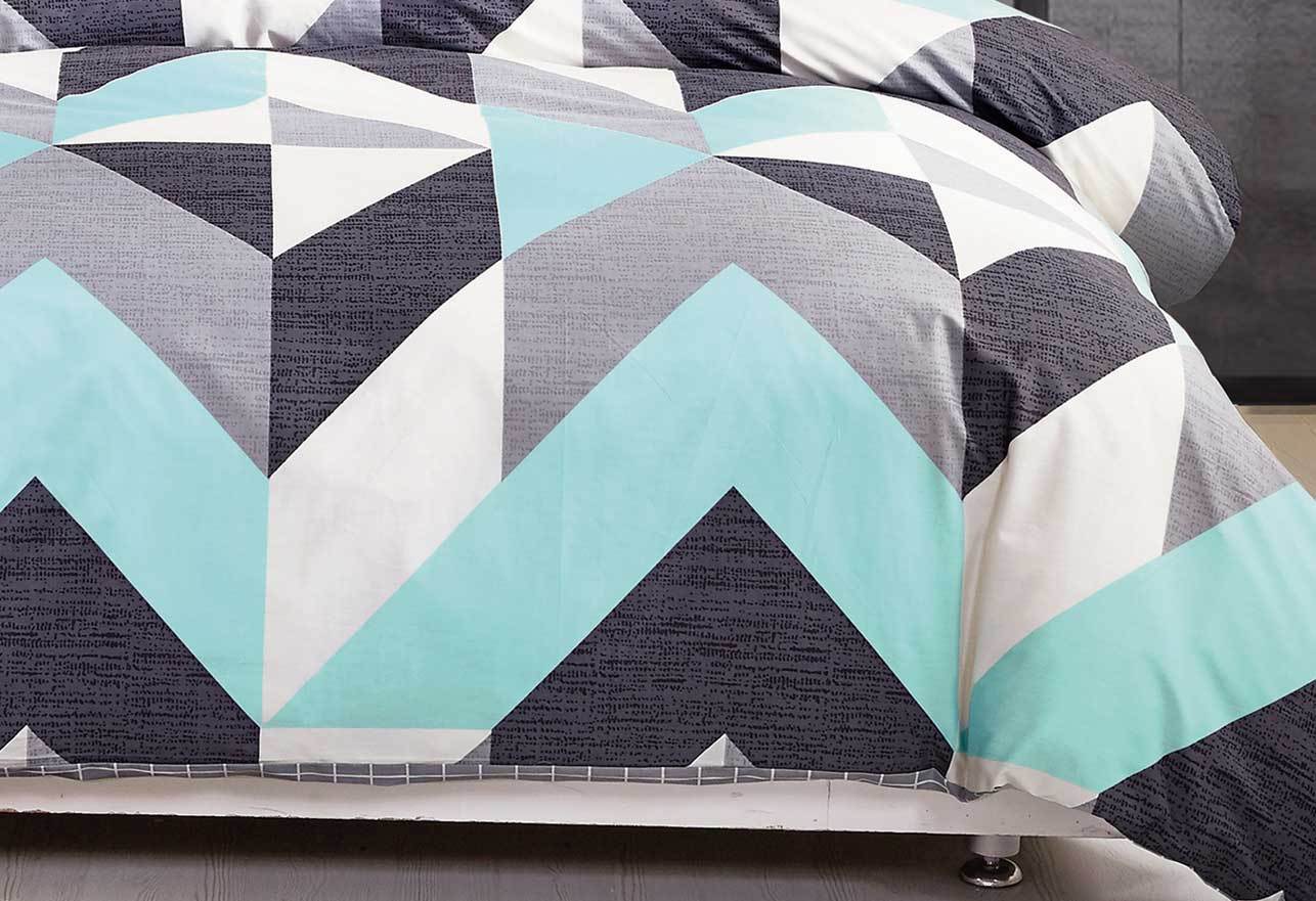 Chevron Aqua Quilt Cover Set