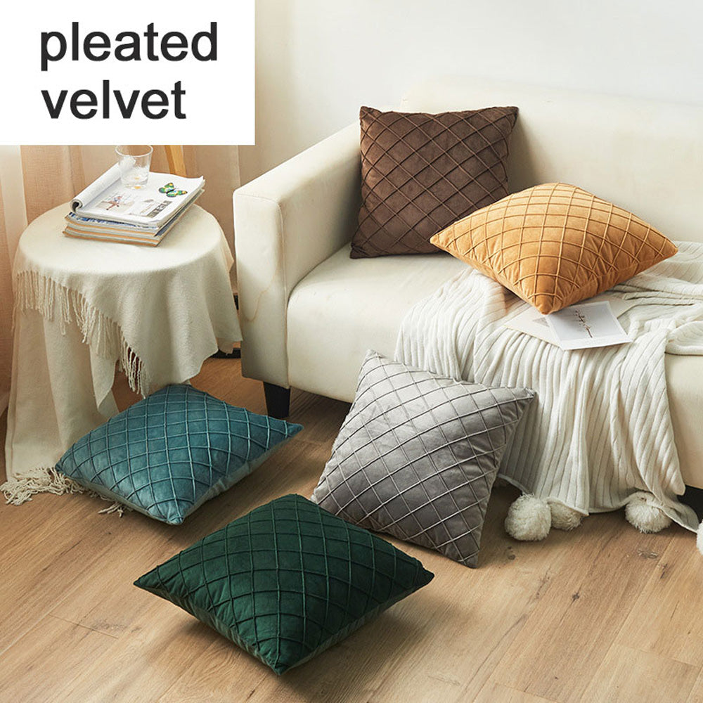 Luxton Velvet Diamond Pleated Cushion Cover