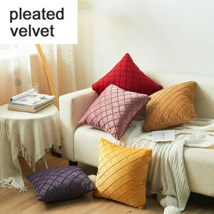 Luxton Velvet Diamond Pleated Cushion Cover