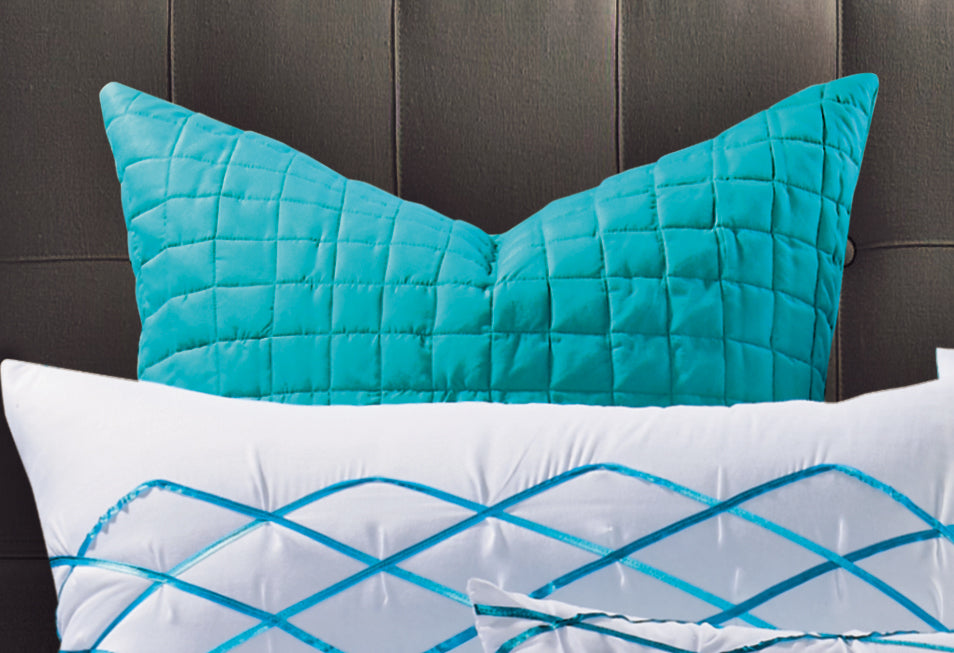 Luxton Adela White and Turquoise Blue Quilt Cover Set