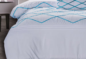 Adela White and Turquoise Blue Quilt Cover Set