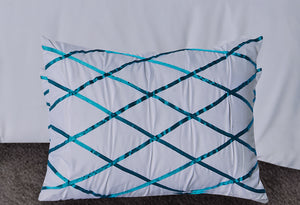 Luxton Adela White and Turquoise Blue Quilt Cover Set
