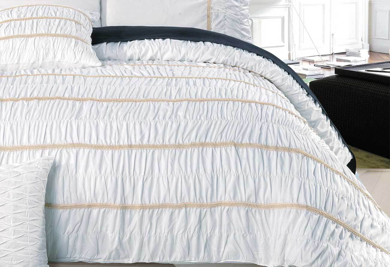Resana White King / Queen Quilt Cover Set with optional European pillowcases