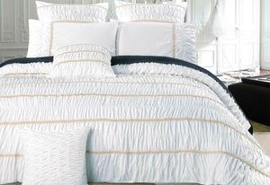 Resana White King / Queen Quilt Cover Set with optional European pillowcases 
