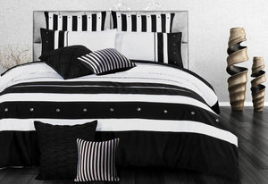 Rezzo Black White Quilt Cover Set in King or Queen or Super king Size Option