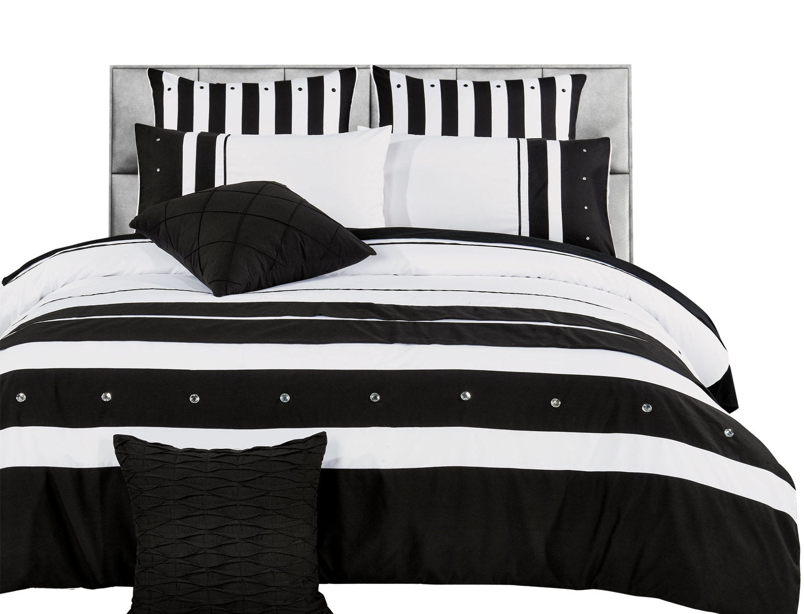Rezzo Black White Quilt Cover Set in King or Queen or Super king Size Option