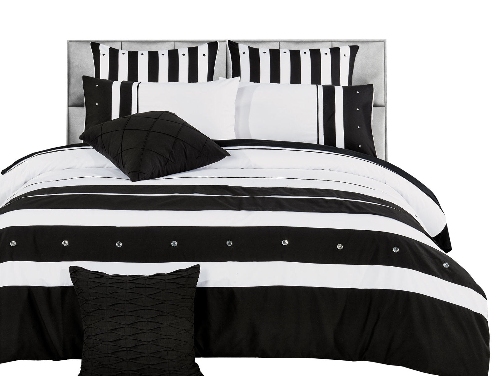 Rezzo Black White Quilt Cover Set in King or Queen or Super king Size Option