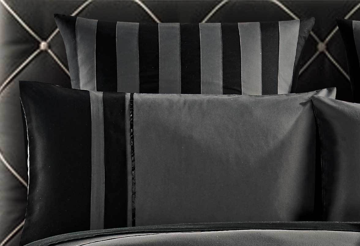 Berto Grey and Black Striped Quilt Cover Set