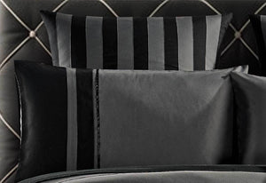 Berto Grey and Black Striped Quilt Cover Set