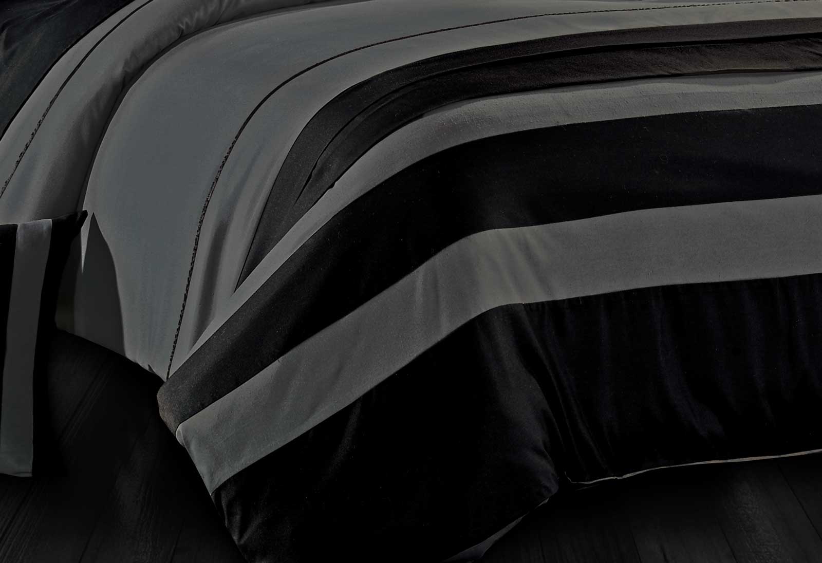 Berto Grey and Black Striped Quilt Cover Set