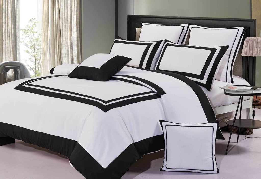 Macey Quilt Cover Set Black and White Duvet Cover Set