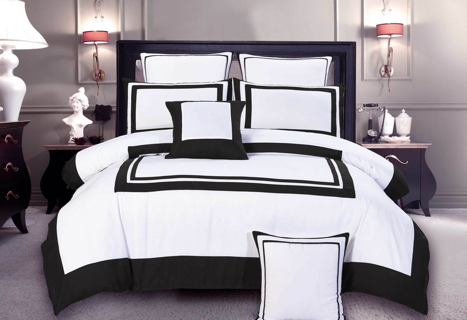 Macey Quilt Cover Set Black and White Duvet Cover Set