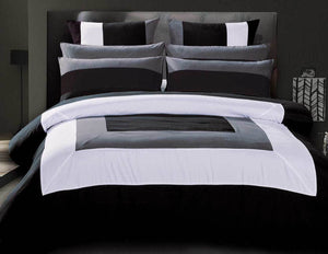 Amore Black Grey White Quilt Cover Set by Luxton