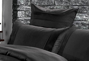 Queen / KING / SUPER KING Florence black Quilt Cover Set / pleat pintuck doona Cover Set