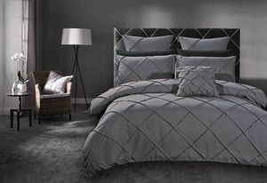 Abel Grey Pintuck Quilt Cover Set