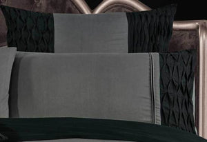 Lentia Black Charcoal Quilt Cover with pintucking