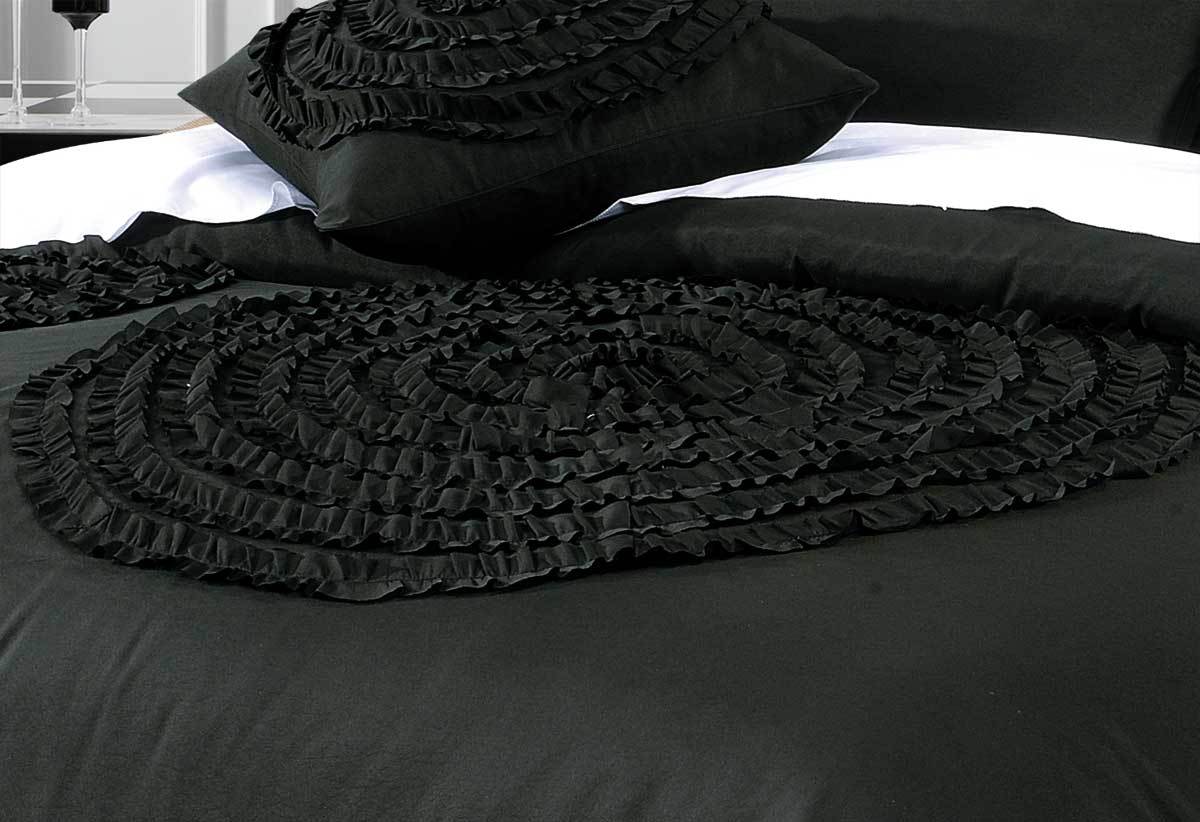 Laura Circle Charcoal / Black Quilt Cover Set with optional accessories