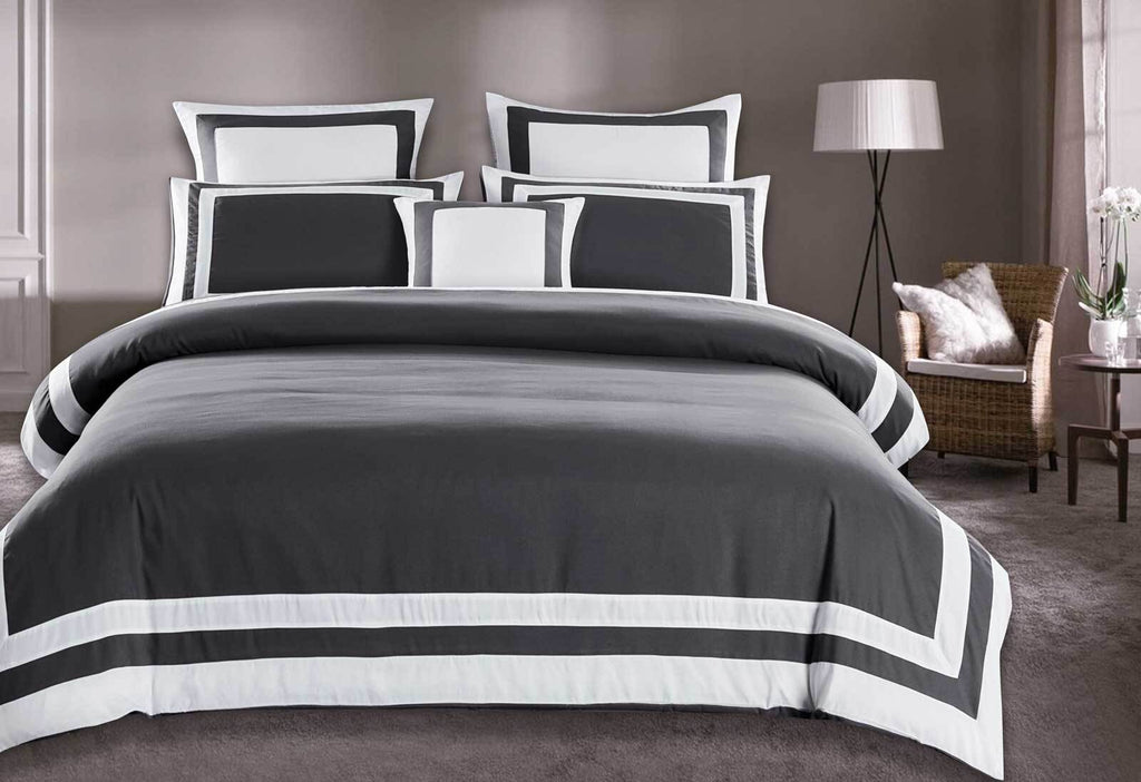 Bailey Quilt Cover Set /Grey & White Duvet Cover Set