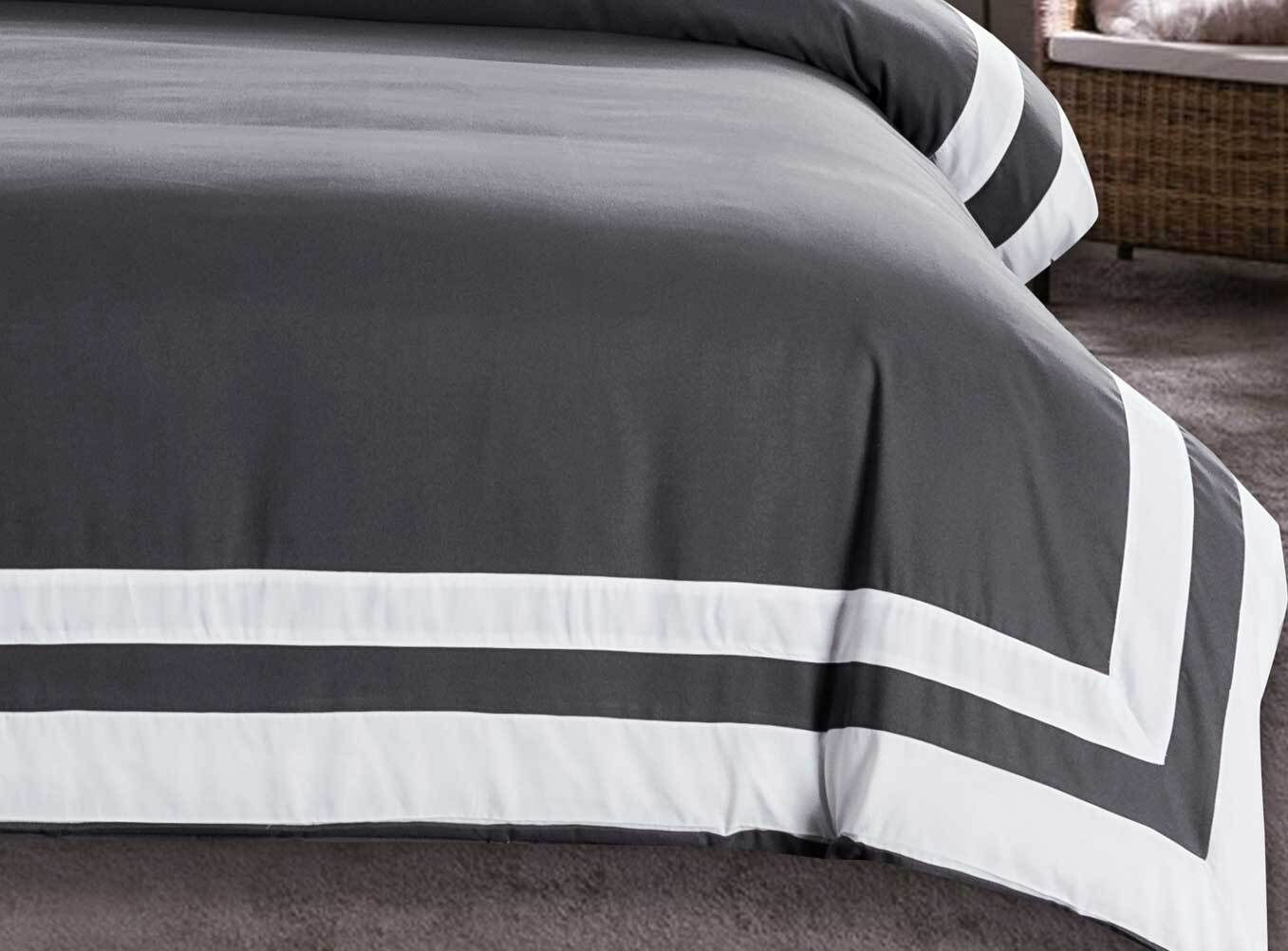 Bailey Quilt Cover Set /Grey & White Duvet Cover Set