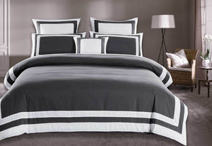 Bailey Quilt Cover Set /Grey & White Duvet Cover Set