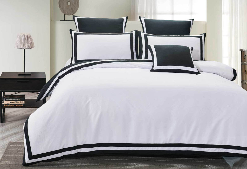 Halsey Trim White Quilt Cover Set by Luxton