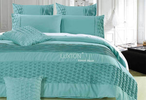 King / Queen size Rimini Aqua Duvet cover / Quilt Cover Set by Luxton