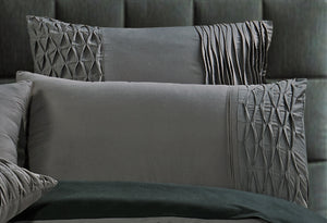 Cecilio Quilt Cover Set with Stone Grey Pintucking