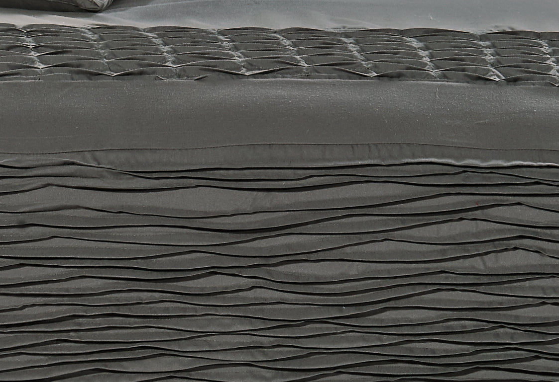 Cecilio Quilt Cover Set with Stone Grey Pintucking