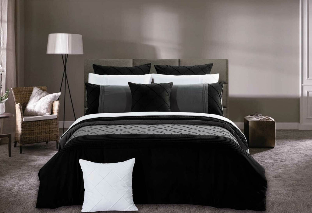Arista Black Diamond Pintuck Quilt Cover Set