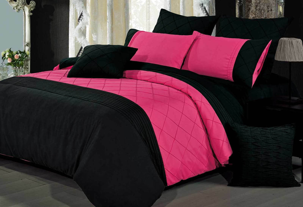 Luxton Falcone Hot Pink Diamond Pintuck Quilt Cover Set